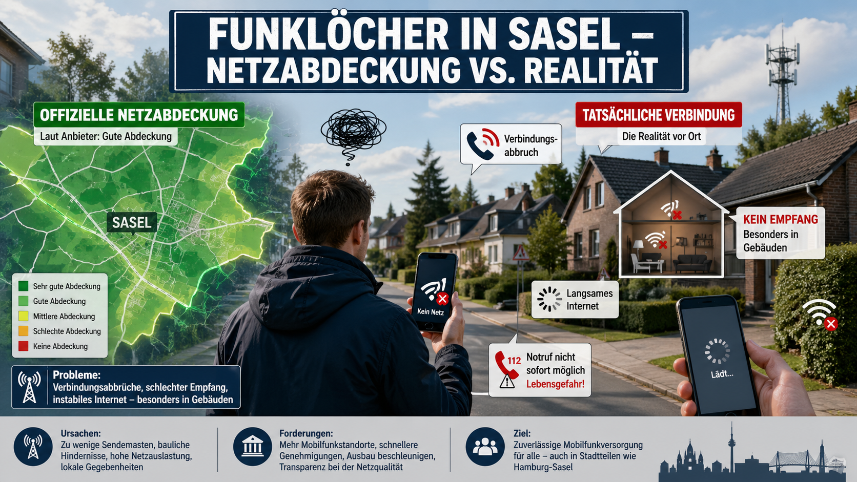 Funklöcher in Hamburg-Sasel: Zwischen Netzversprechen und Realität